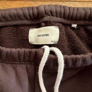 joah brown fitted sweat short - charcoal french terry - XS/S